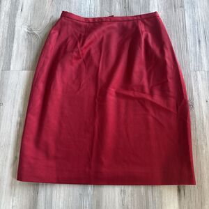 NWOT INC 100% Wool Red Pencil Skirt Size 6